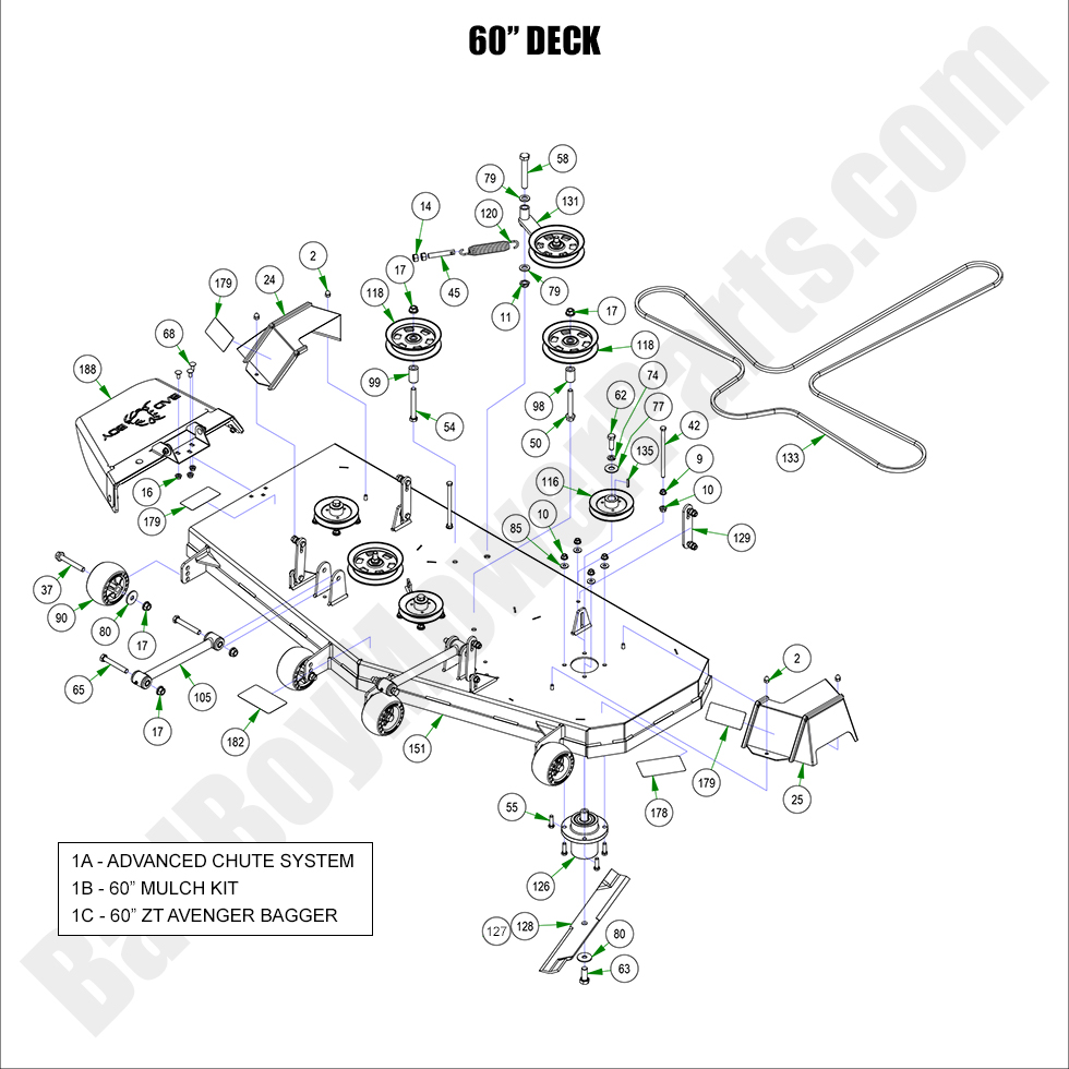 3264 - Bad Boy Mower Parts Lookup > 2023 > ZT Avenger > 60\" Deck Assembly